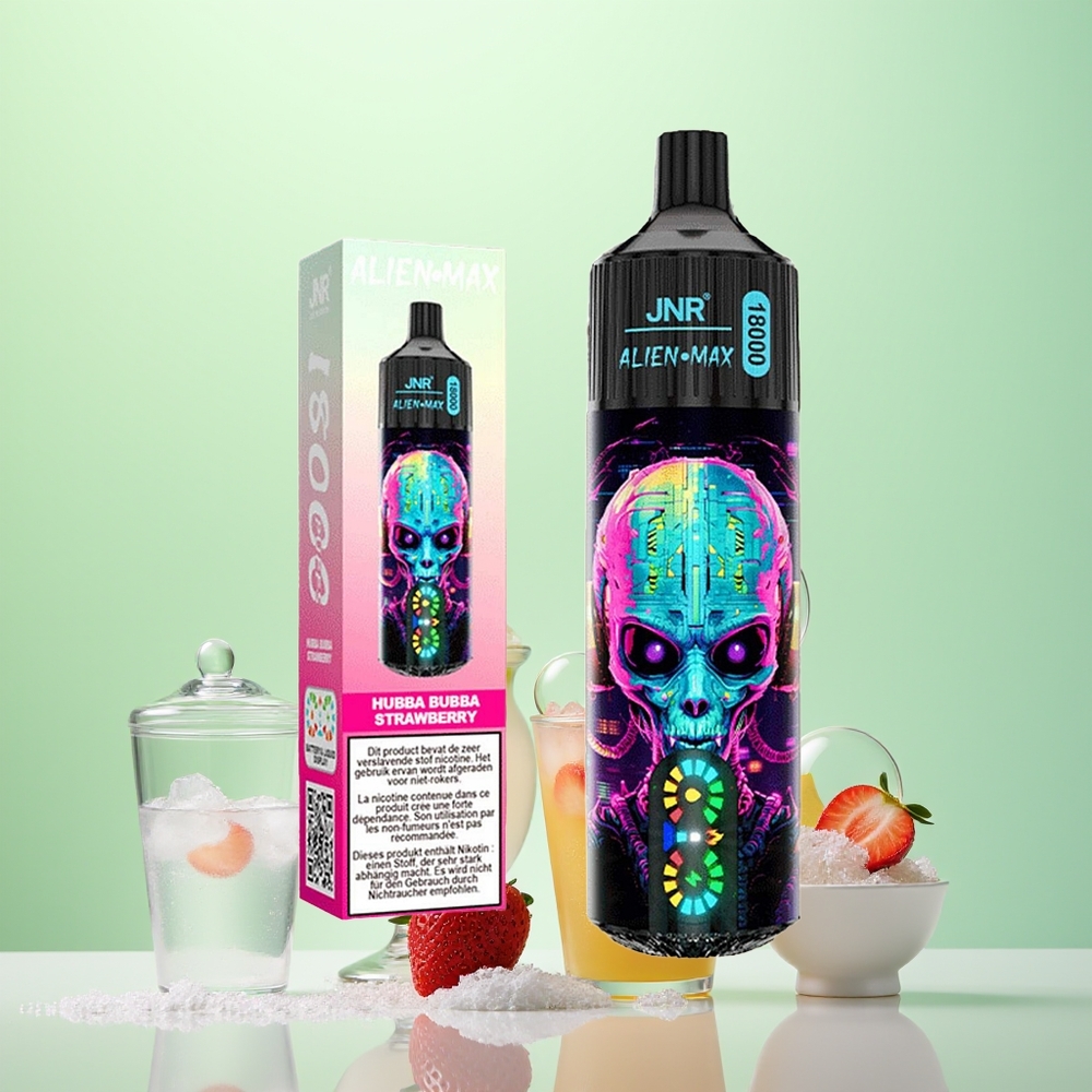 JNR Alien Max 18000 Bubble Fraise Double Noyau & Affichage LED
