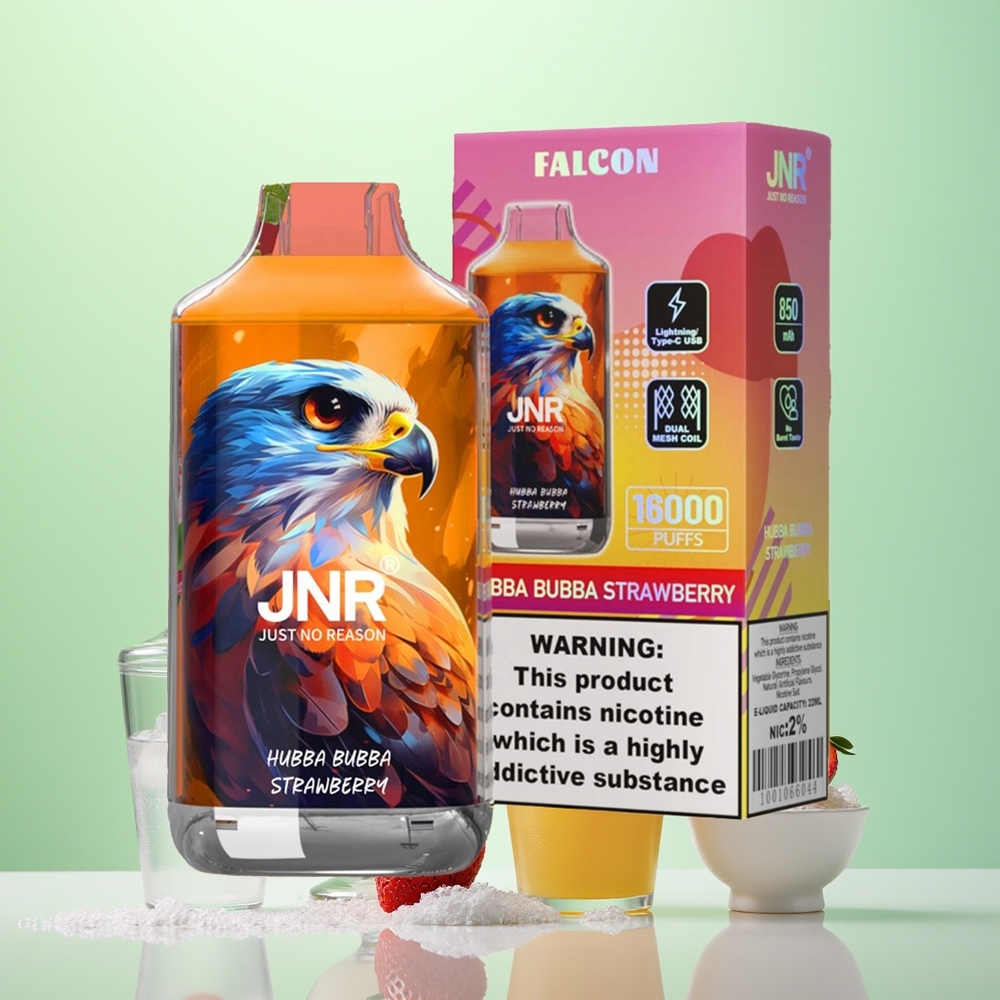 JNR Falcon 16000 Hubba Bubba Fraise 850 mAh Dual Mesh