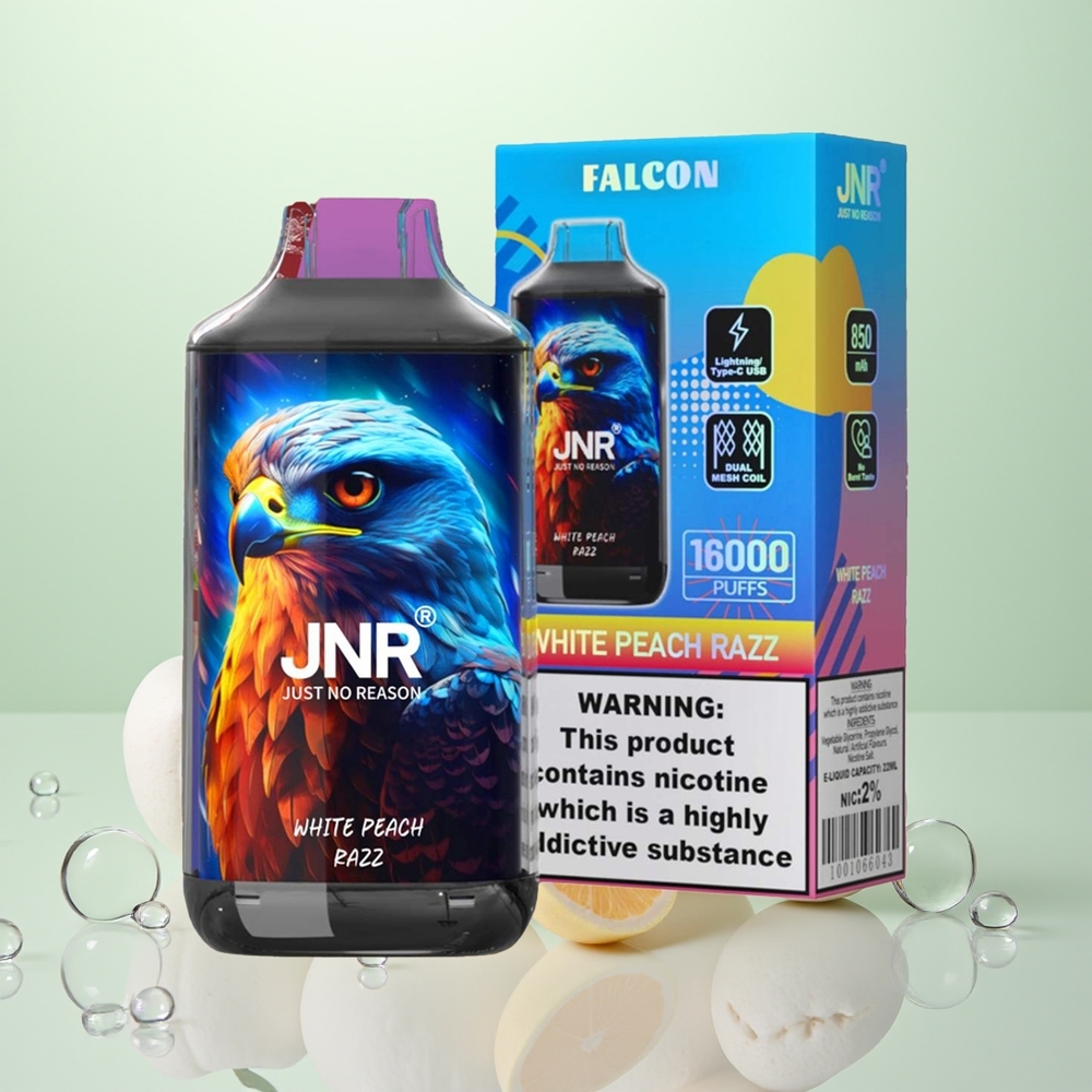 JNR Falcon 16000 Pêche Blanche Framboise Dual Mesh 850mAh