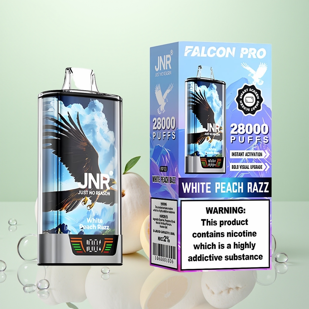 JNR Falcon Pro 28000 Pêche Blanche Framboise Dual Mesh 30ml