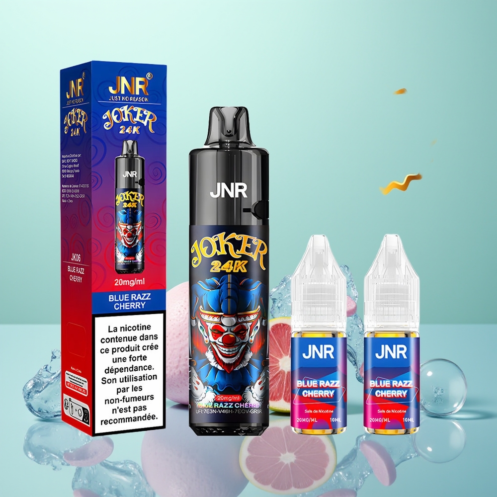 JNR Joker 24K Cerise Bleu Razz avec Pod Rechargeable et Batterie 800mAh