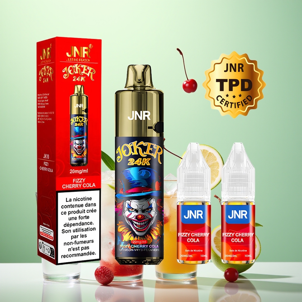 JNR Joker 24K Cola Cerise Pétillante à la Batterie 800mAh et Lumière Respirante Colorée