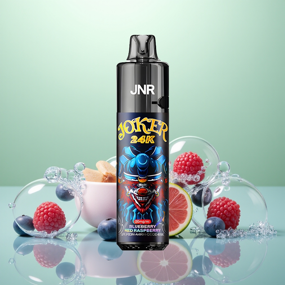 JNR Joker 24K Myrtille Framboise Rouge avec Recharge Latérale et Niveau de E-liquide Visible