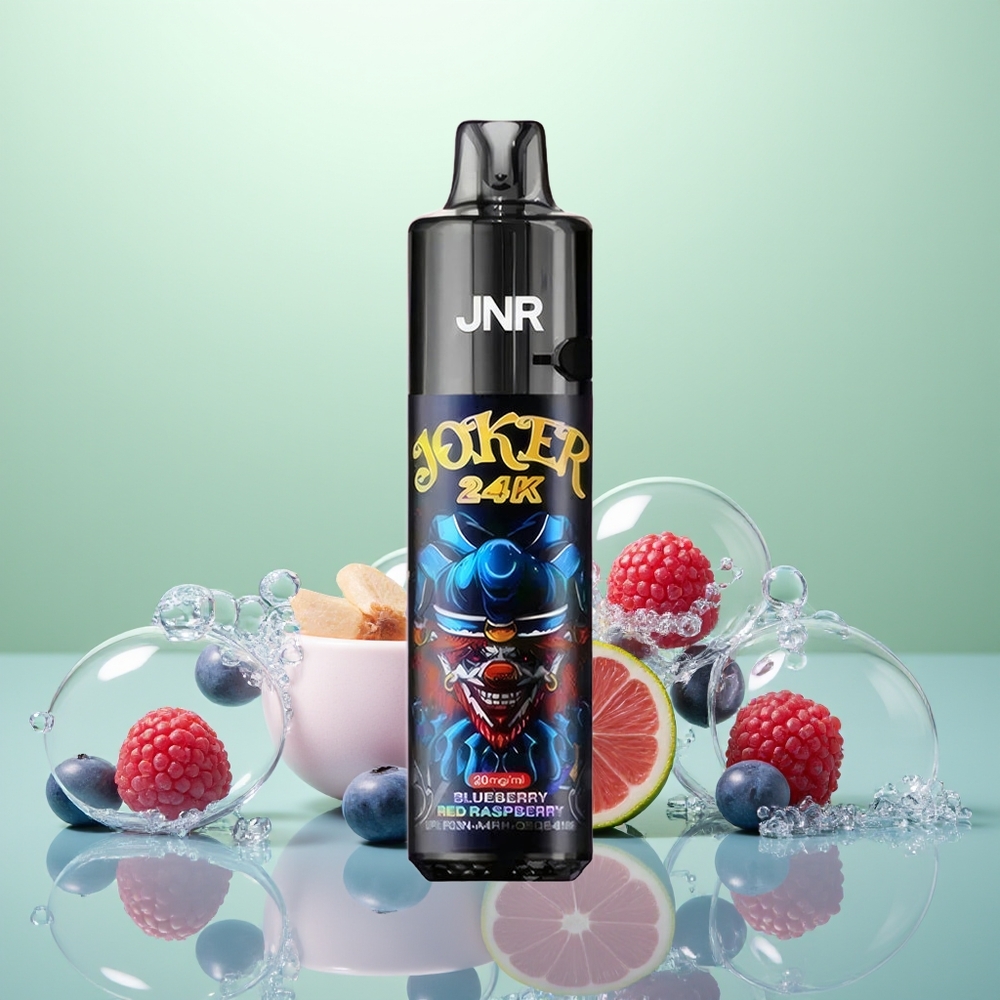 JNR Joker 24K Myrtille Framboise Rouge avec Recharge Latérale et Niveau de E-liquide Visible