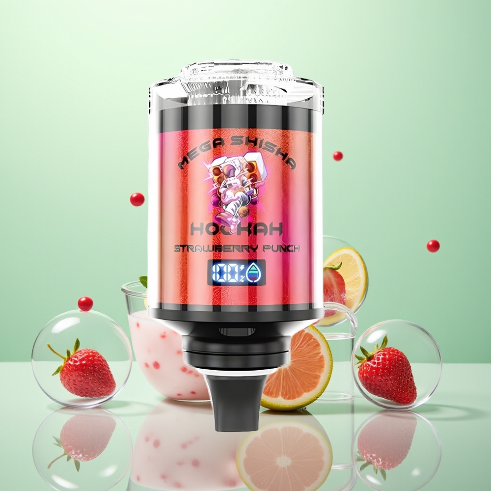 JNR Mega Shisha Hookah 100K Fraise Éclat avec 60ml et 2% Nicotine