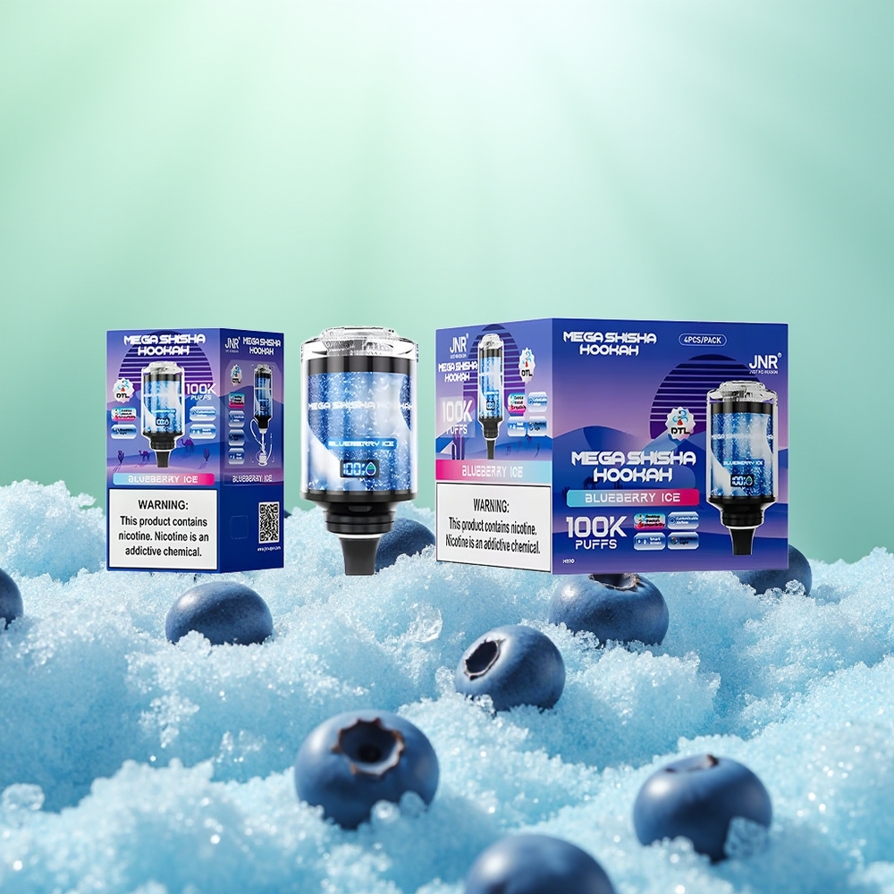 JNR Mega Shisha Hookah 100K Glace Myrtille Lumière Interactive