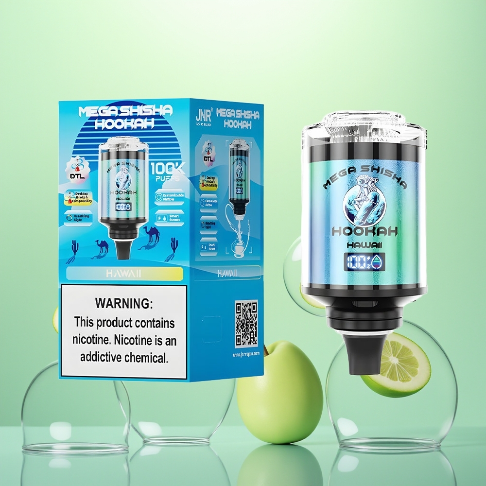 JNR Mega Shisha Hookah 100K Hawaii Lumière Interactive 2200mAh