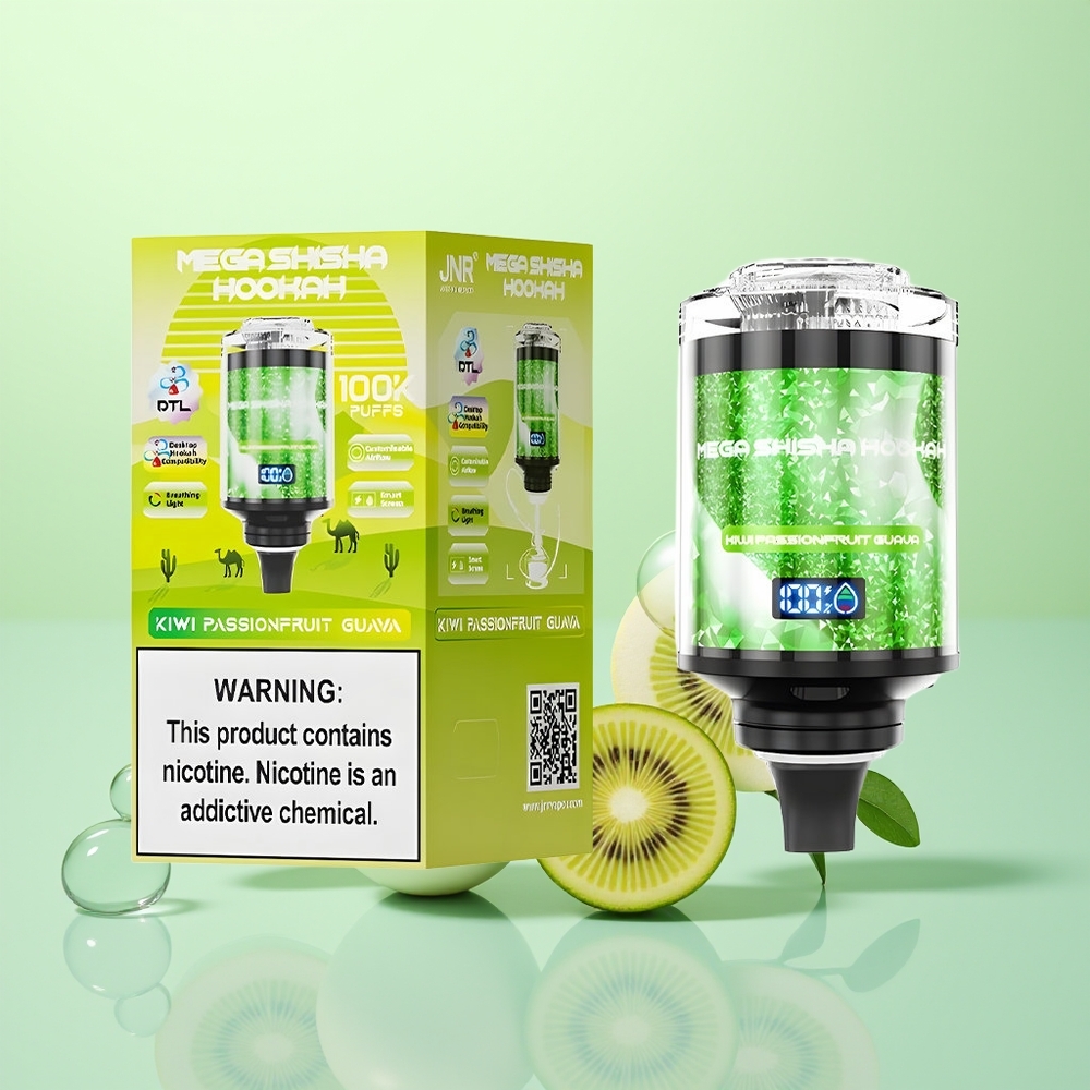 JNR Mega Shisha Hookah 100K Kiwi Fruit de la Passion Goyave 2200mAh 60ml