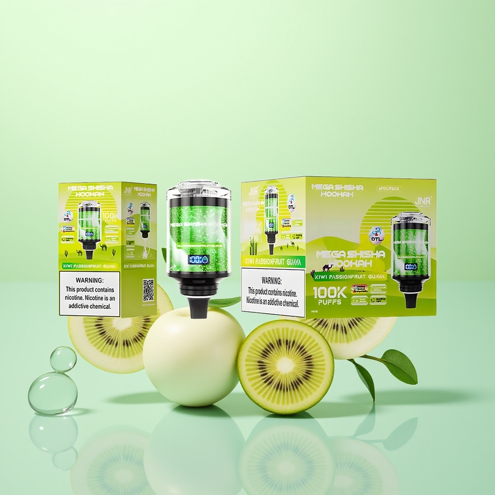 JNR Mega Shisha Hookah 100K Kiwi Fruit de la Passion Goyave 2200mAh 60ml