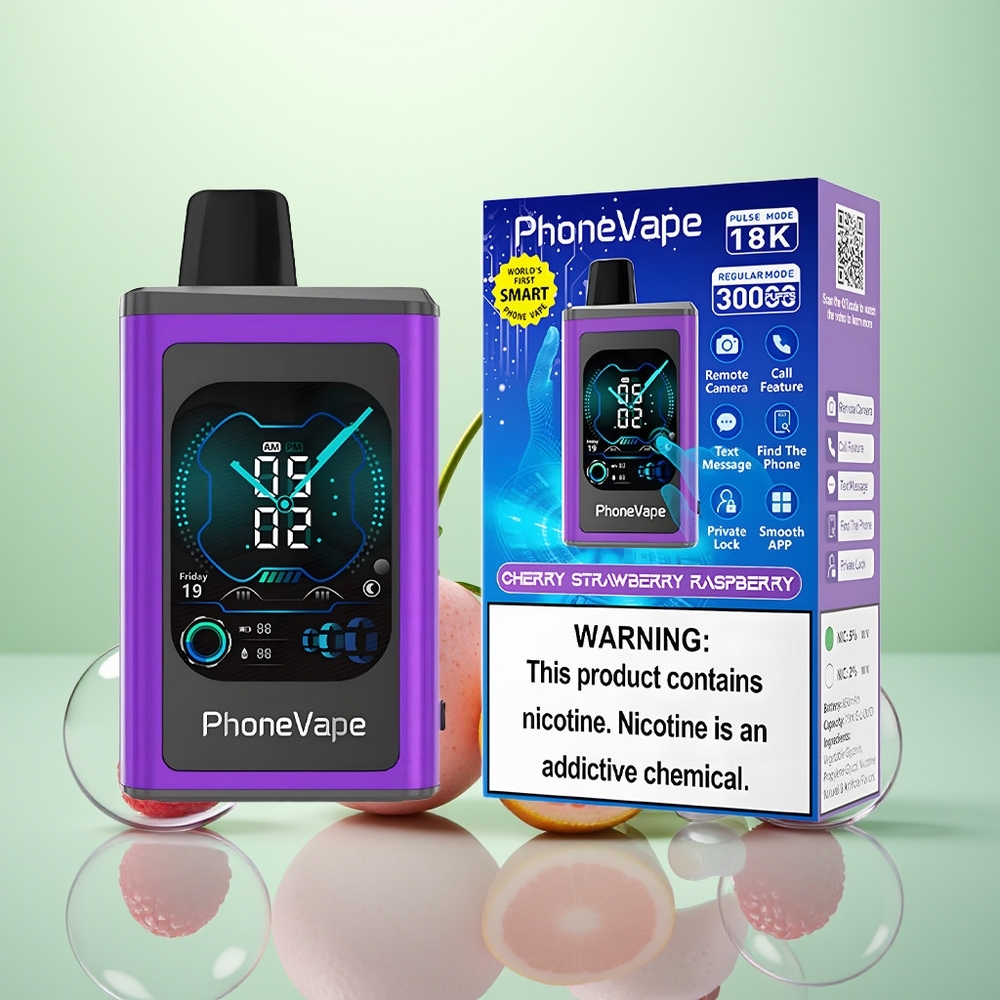 JNR PhoneVape 30000 Cerise Fraise Framboise Turbo Écran Complet
