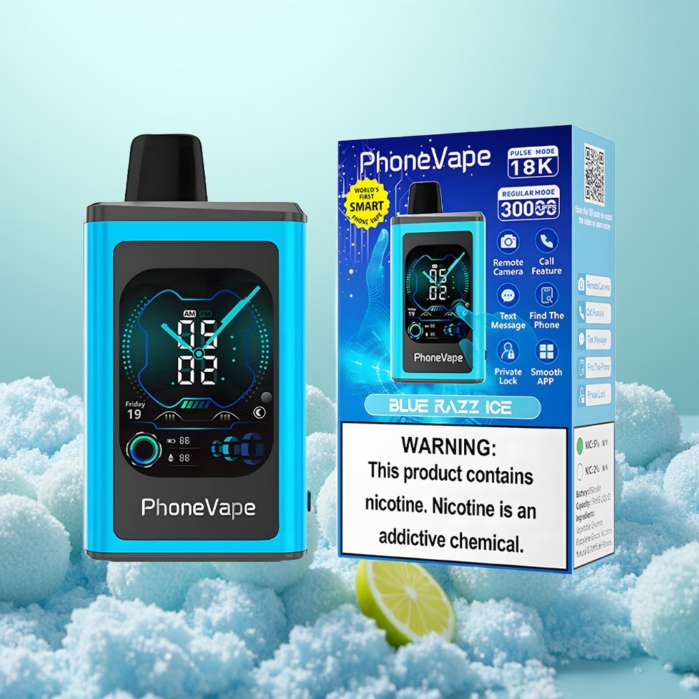 JNR PhoneVape 30000 Glace Framboise Bleue Turbo Écran Complet