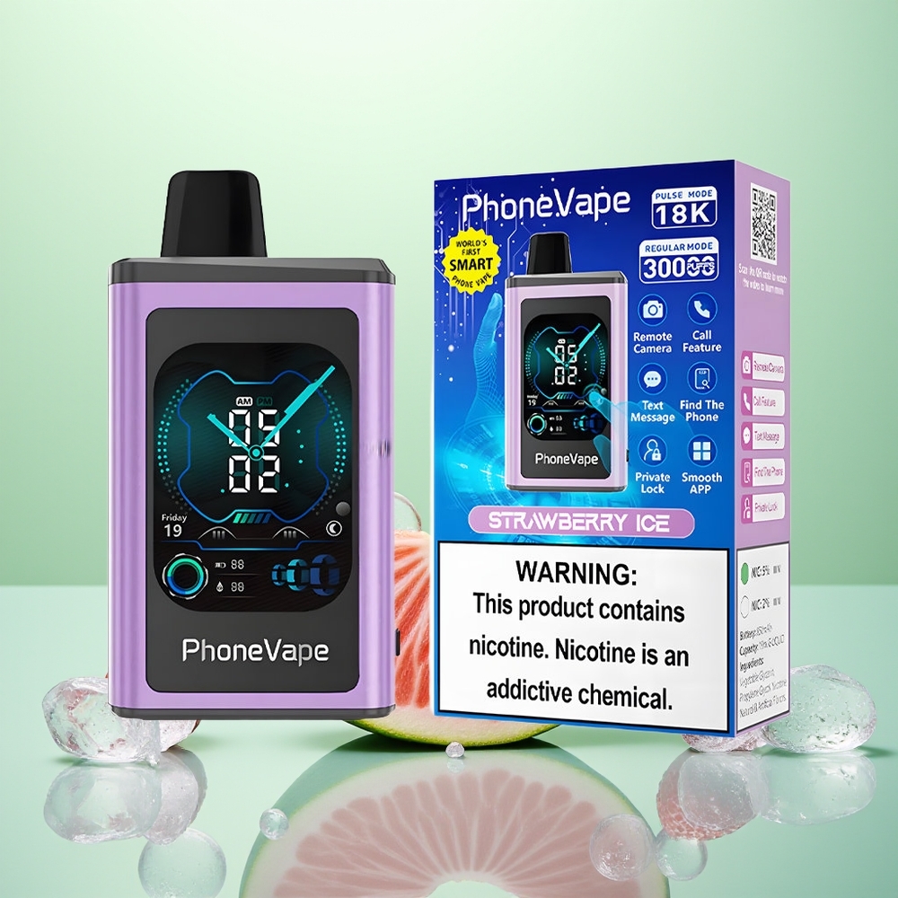 JNR PhoneVape 30000 Glace à la Fraise Turbo Écran Complet