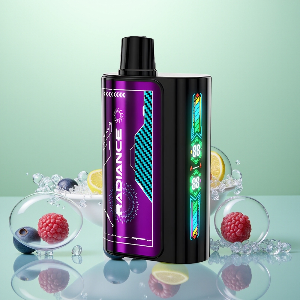 JNR Radiance 31000 Myrtille Acidulée Framboise avec Écran Animé et Double Bobine Maillée