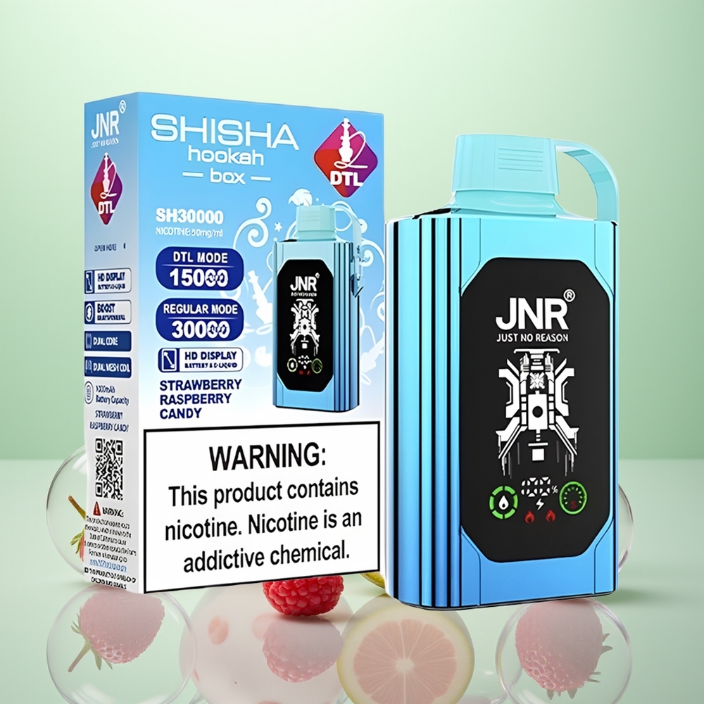 JNR Shisha Hookah Box 20500 Bonbon Fraise Framboise HD Dual Mesh Charge Rapide Type-C