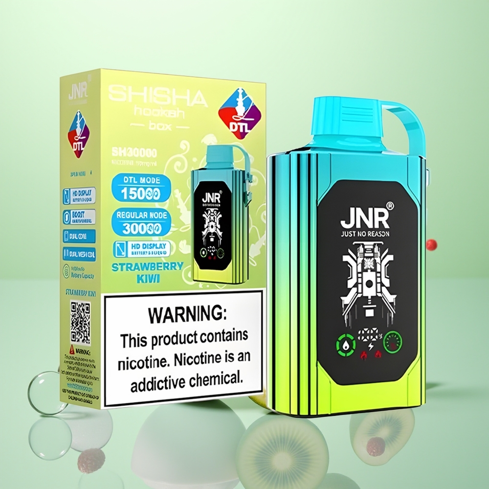 JNR Shisha Hookah Box 20500 Fraise Kiwi HD Affichage Dual Mesh Coil