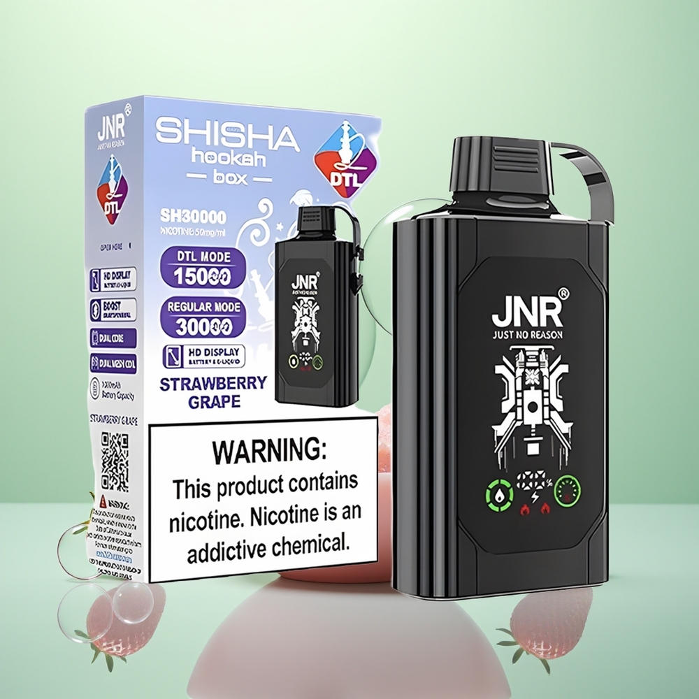 JNR Shisha Hookah Box 20500 Fraise Raisin HD Double Mesh Charge Rapide Type-C
