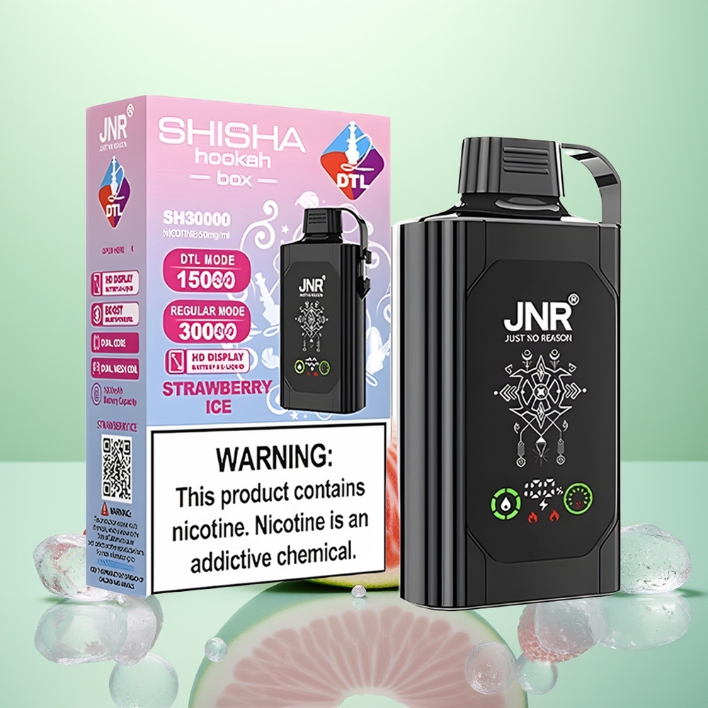JNR Shisha Hookah Box 20500 Glace à la Fraise HD Dual Mesh 25ml