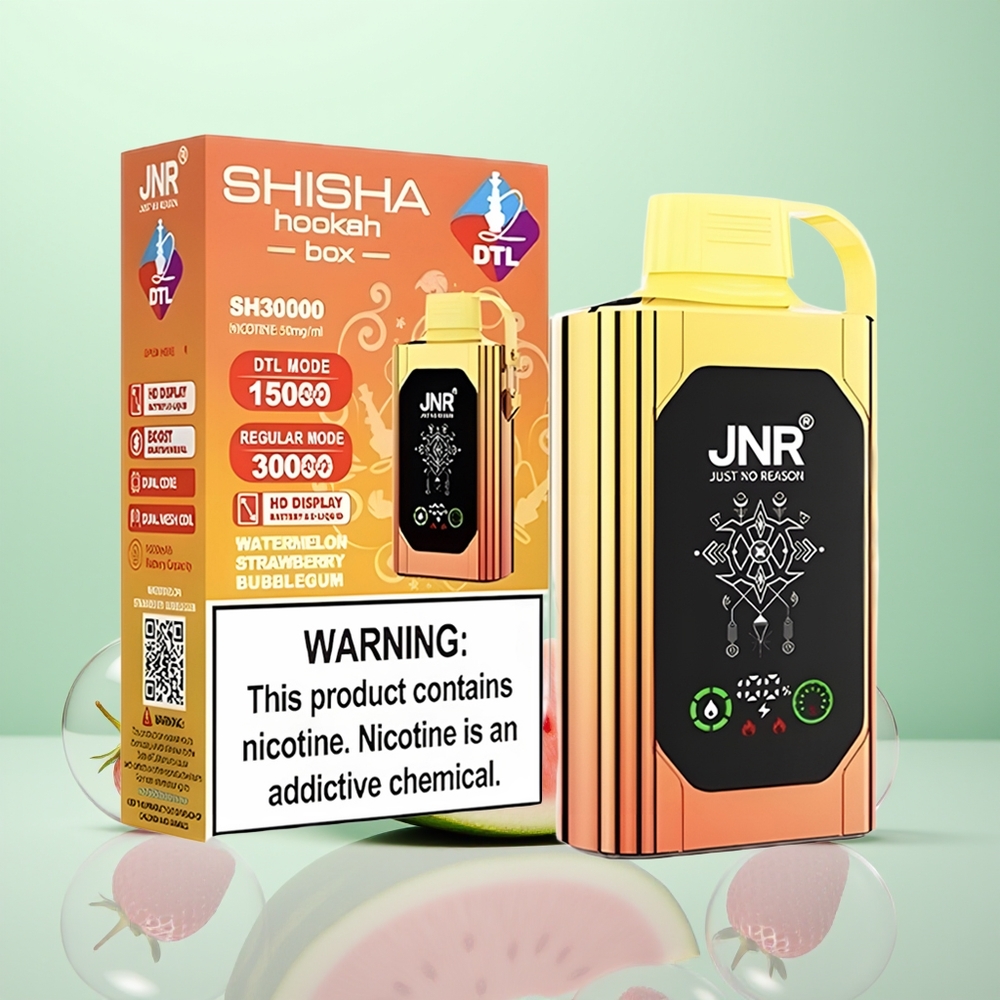 JNR Shisha Hookah Box 20500 Pastèque Fraise Bubblegum - HD Display & Dual Mesh Coil