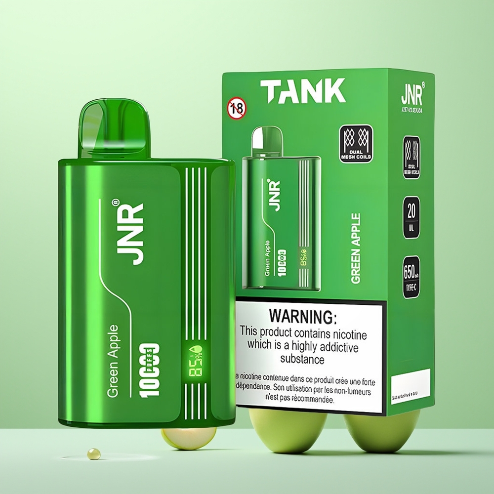JNR Tank 10000 Pomme Verte Pêche Poire Affichage Numérique Double Mesh