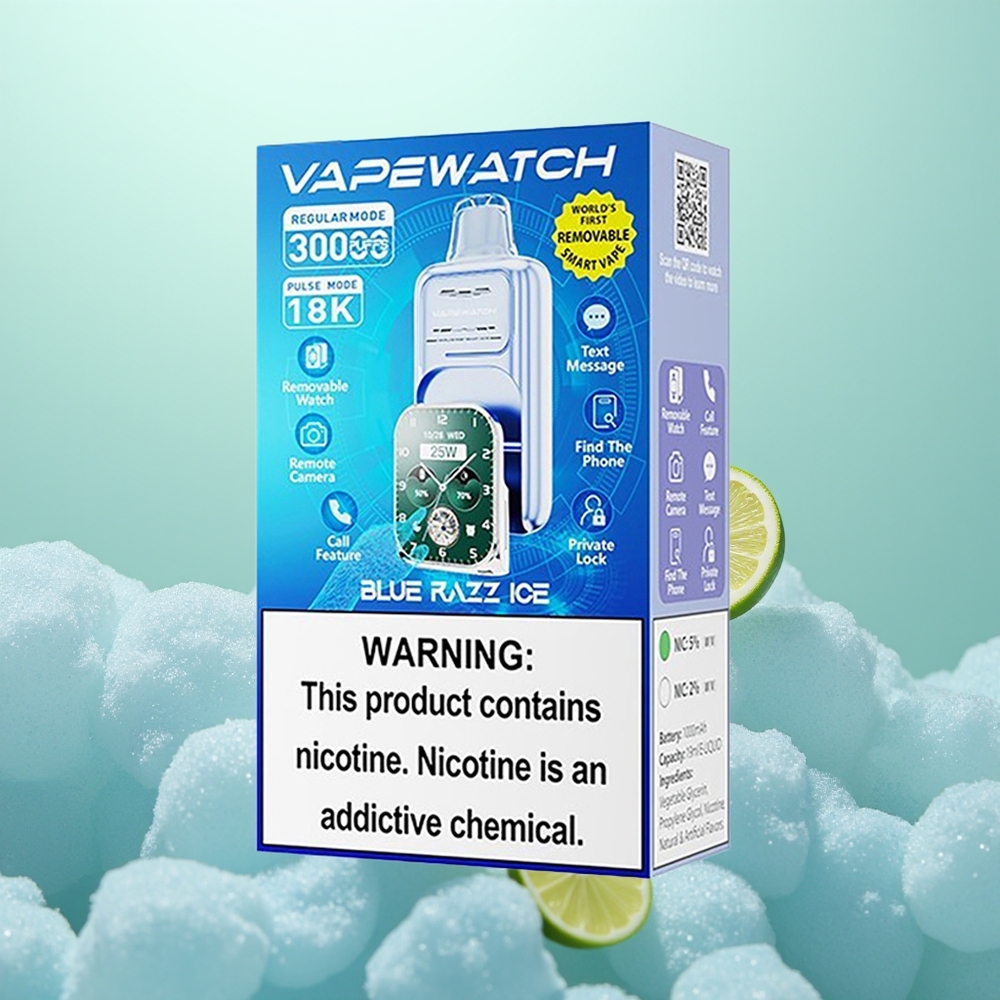 JNR VapeWatch 30000 Glace Bleue Framboise Dual Mesh 1000mAh