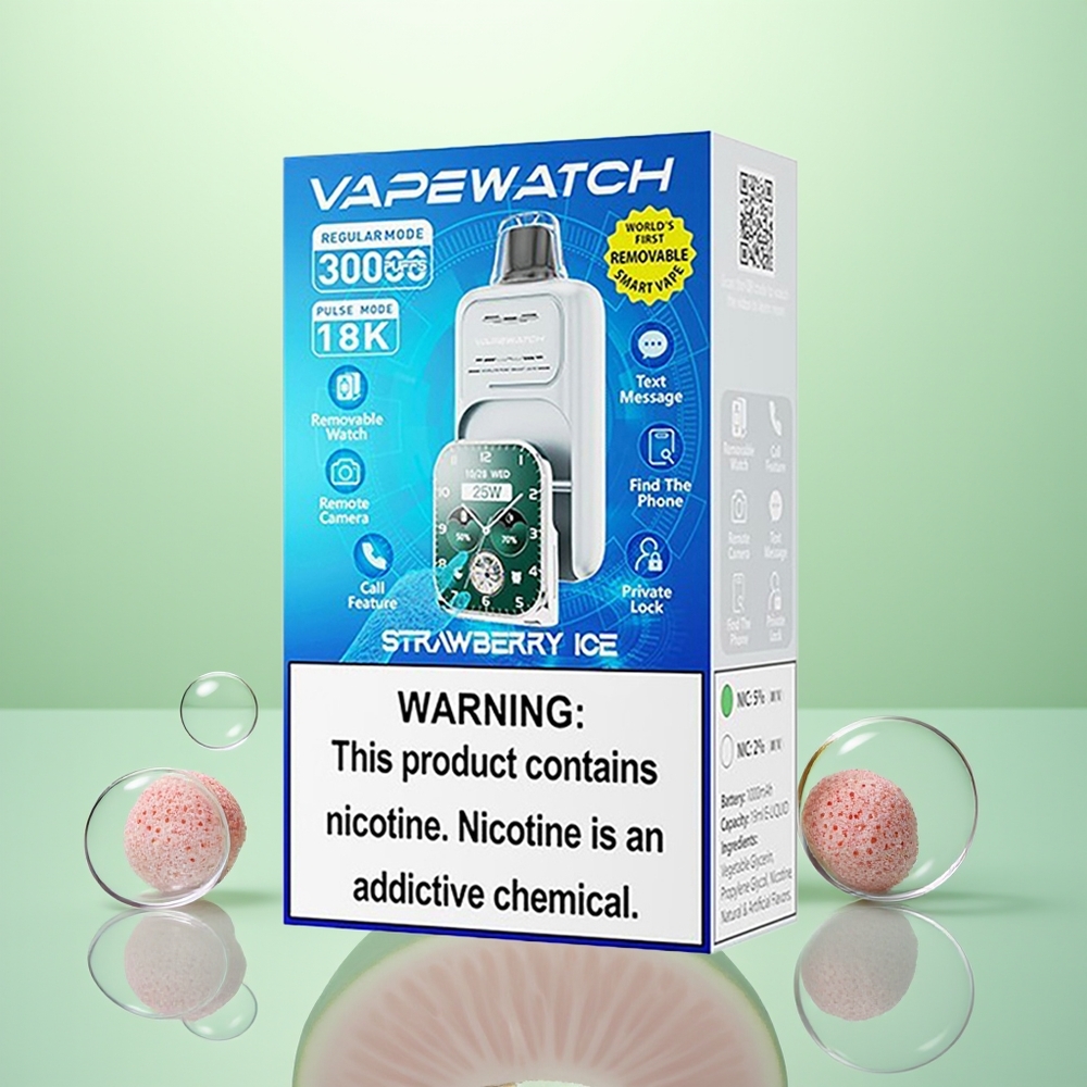 JNR VapeWatch 30000 Glace à la Fraise Dual Mesh Charge Rapide Type-C