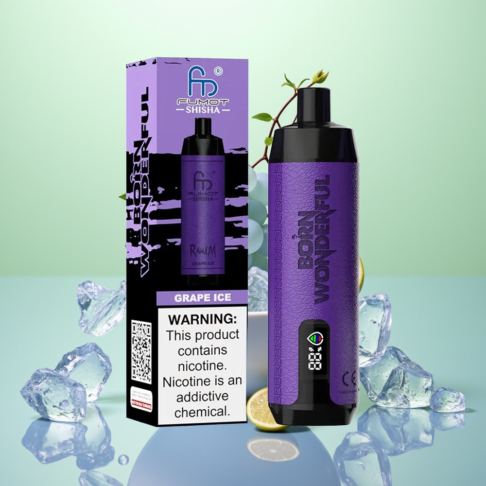 RandM Fumot Shisha 10000 Glace de Raisin avec Indicateur LED et 0,6ohm Mesh Coil