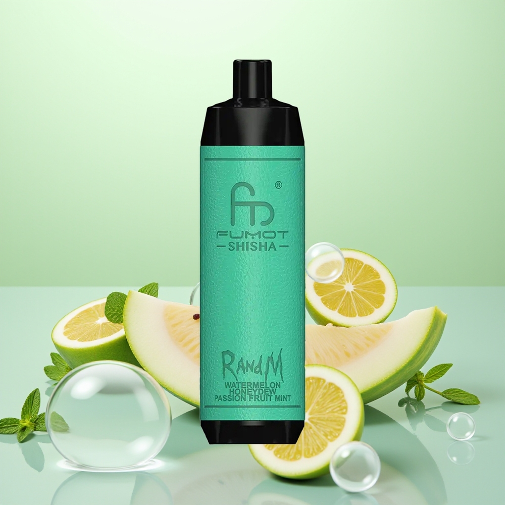 RandM Fumot Shisha 10000 Pastèque Melon de Miel Fruit de la Passion Menthe avec Indicateur LED