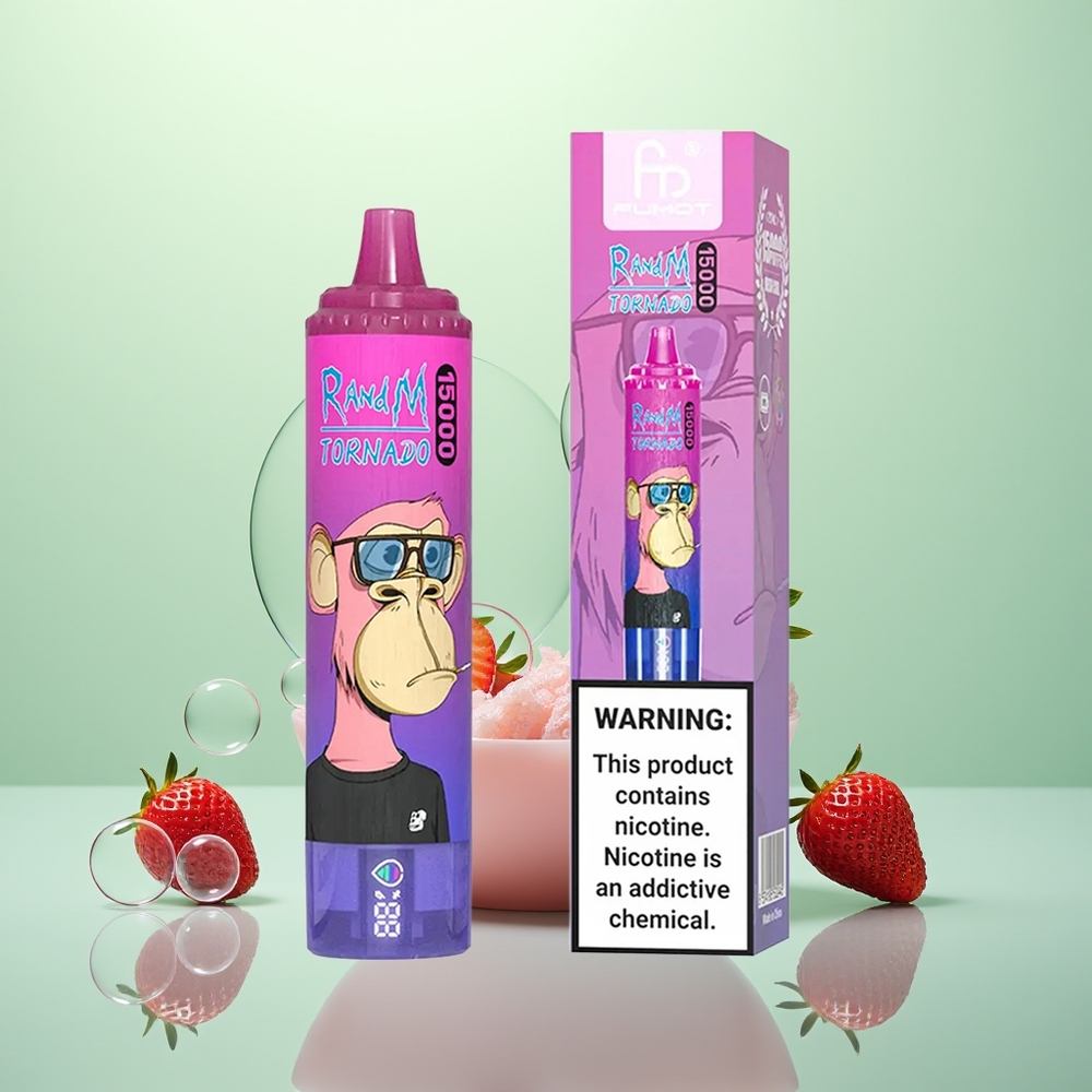 RandM Fumot Tornado 15000 Fraise Raisin LCD Type-C Rechargeable