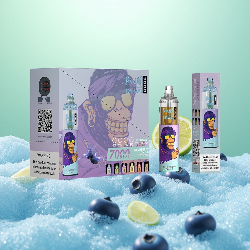 RandM Fumot Tornado 7000 Myrtille Sur Glace avec E-liquide et Batterie