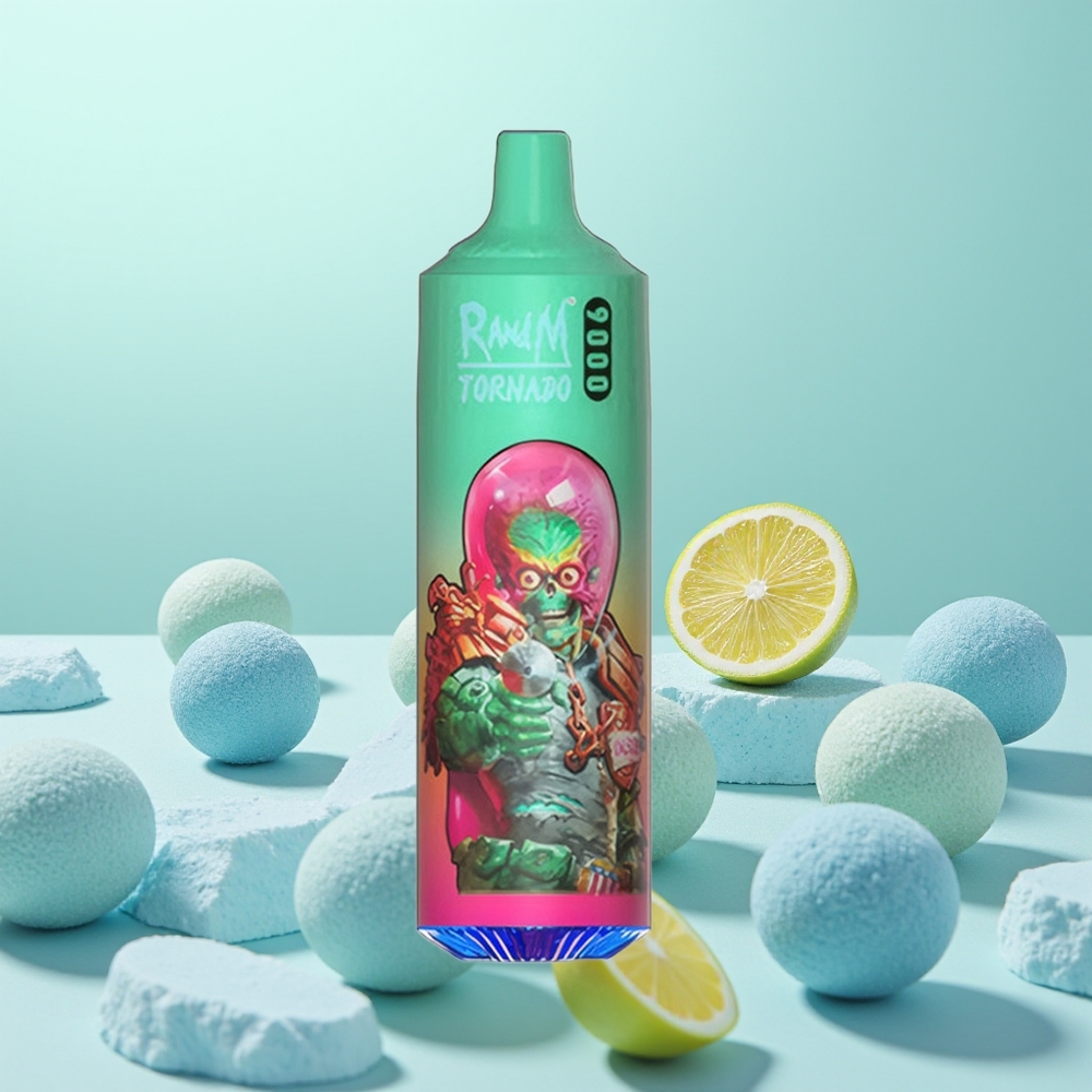 RandM Fumot Tornado 9000 Bleu Framboise Kush à Double Mesh et Affichage RGB