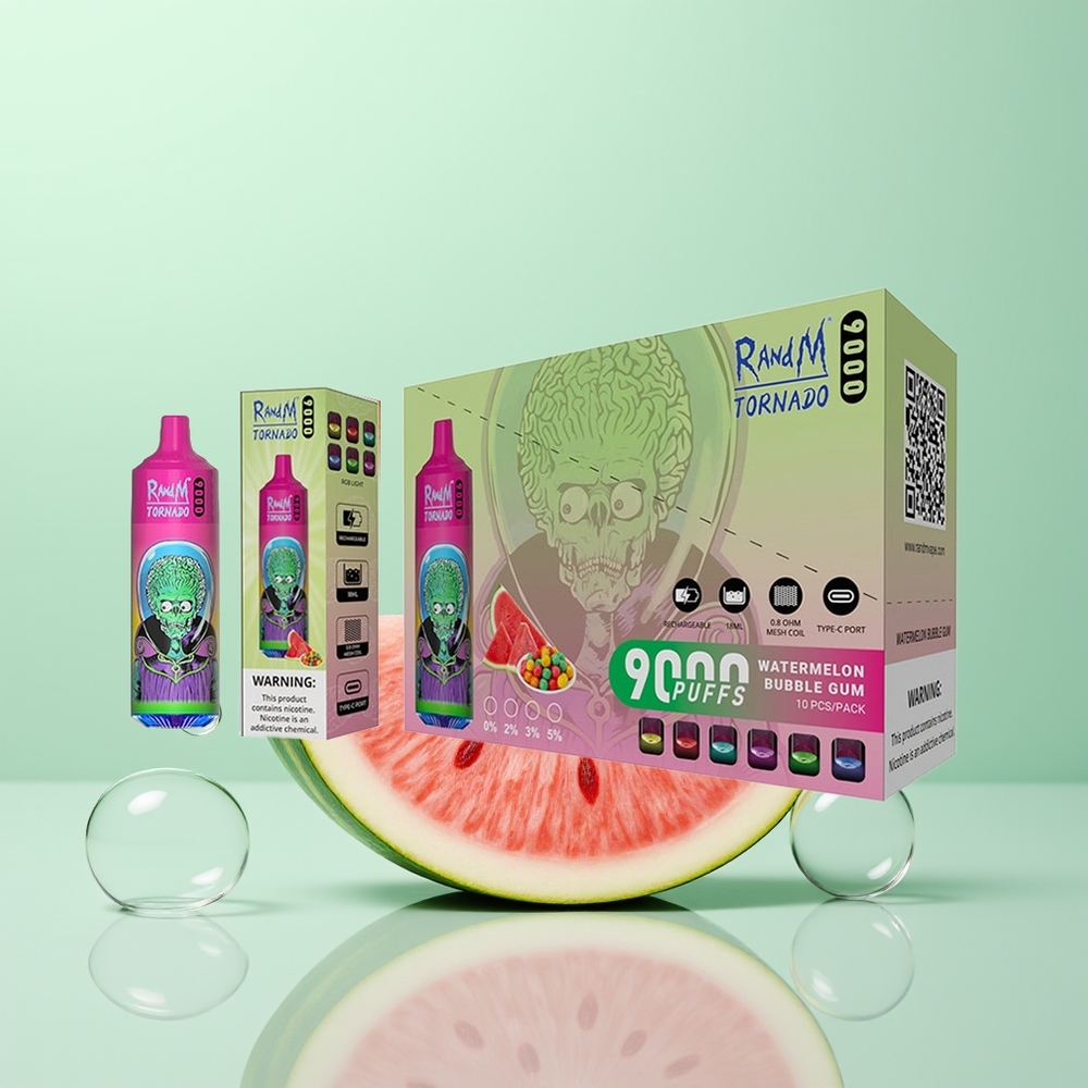 RandM Fumot Tornado 9000 Chewing Bulle Pastèque 9000 Puffs Affichage RGB