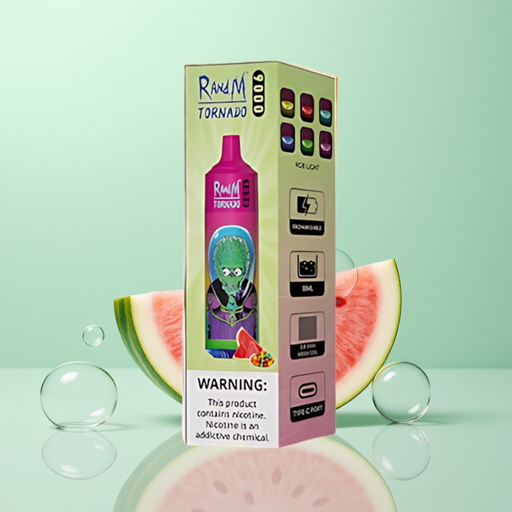 RandM Fumot Tornado 9000 Chewing Bulle Pastèque 9000 Puffs Affichage RGB