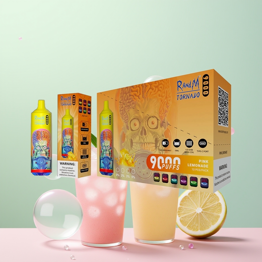 RandM Fumot Tornado 9000 Citronnade Rose Rechargeable à Affichage RGB