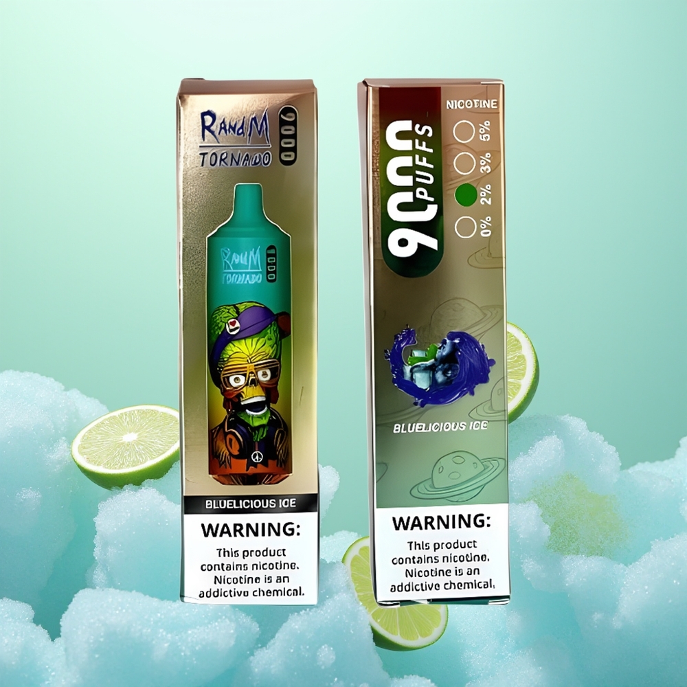 RandM Fumot Tornado 9000 Glacé Bleu Délicieux avec 18 mL et Mesh Coil