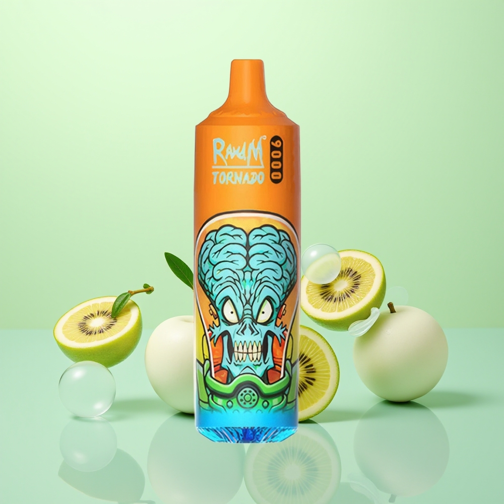 RandM Fumot Tornado 9000 Kiwi Fruit de la Passion Goyave Affichage RGB et Bobine Mesh