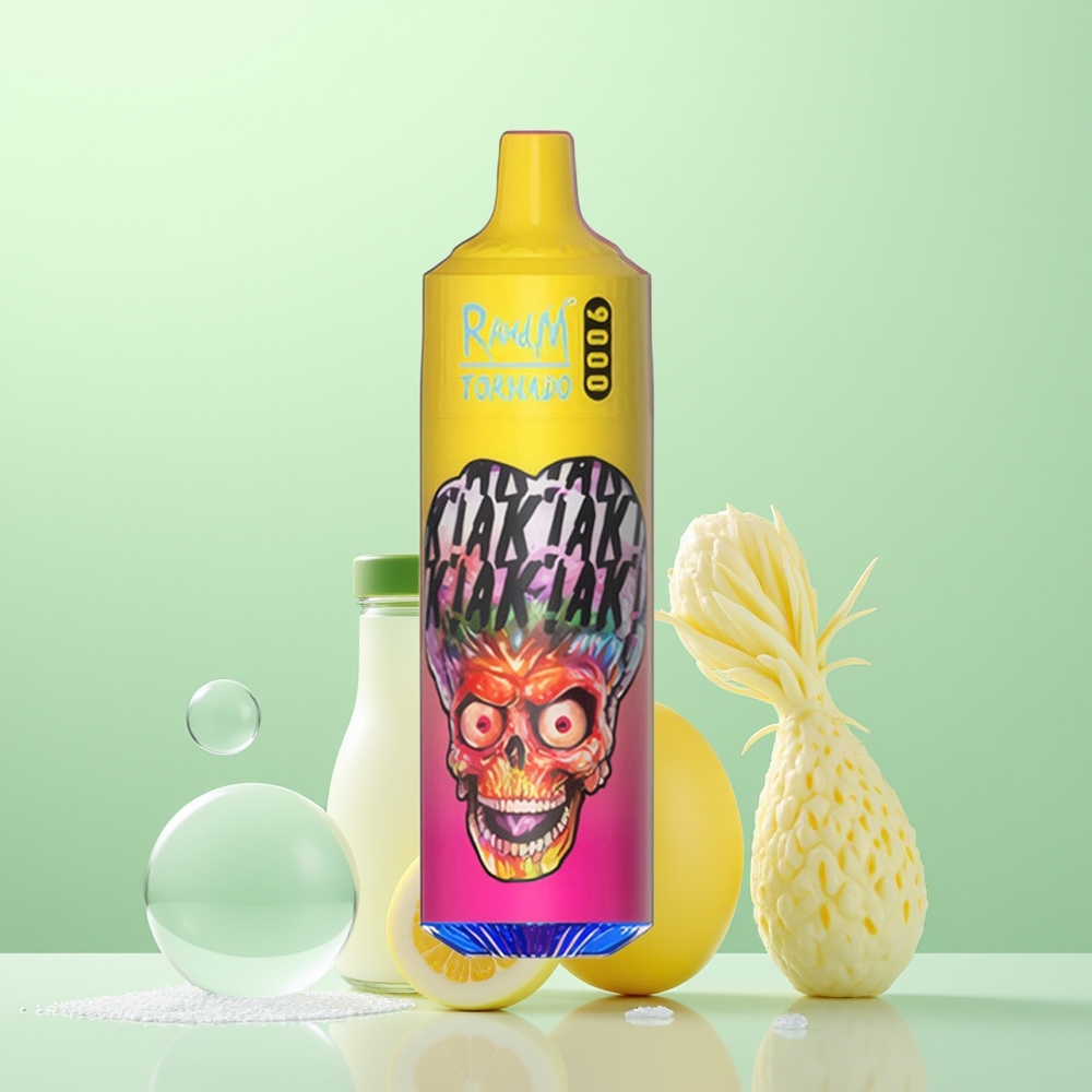 RandM Fumot Tornado 9000 Mangue Ananas Pêche avec Affichage RGB et Bobine Mesh