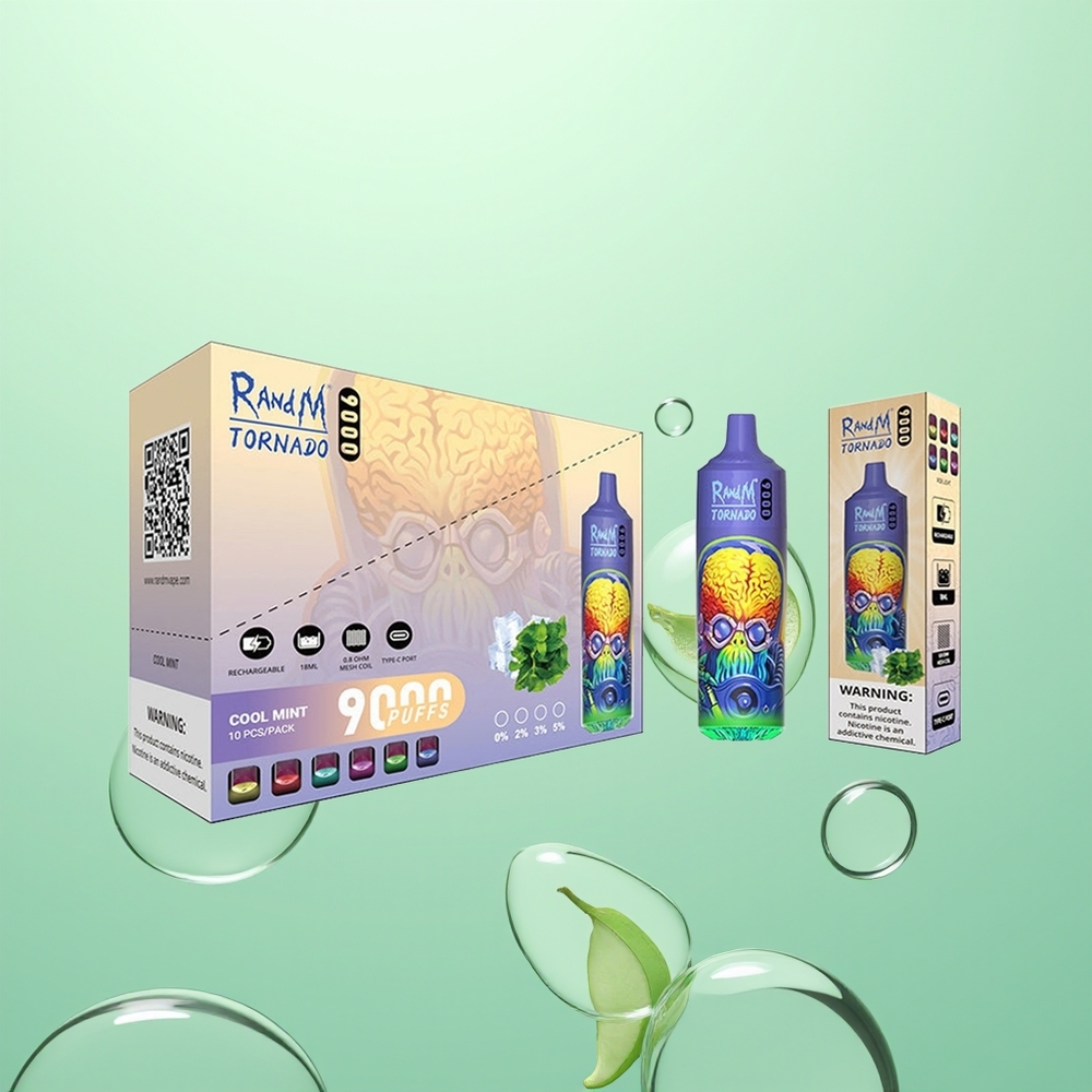 RandM Fumot Tornado 9000 Menthe Fraîche 9000 Puffs avec Affichage RGB Élégant