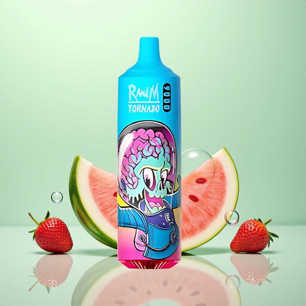 RandM Fumot Tornado 9000 Prime Fraise Pastèque avec Affichage RGB et Bobine Mesh