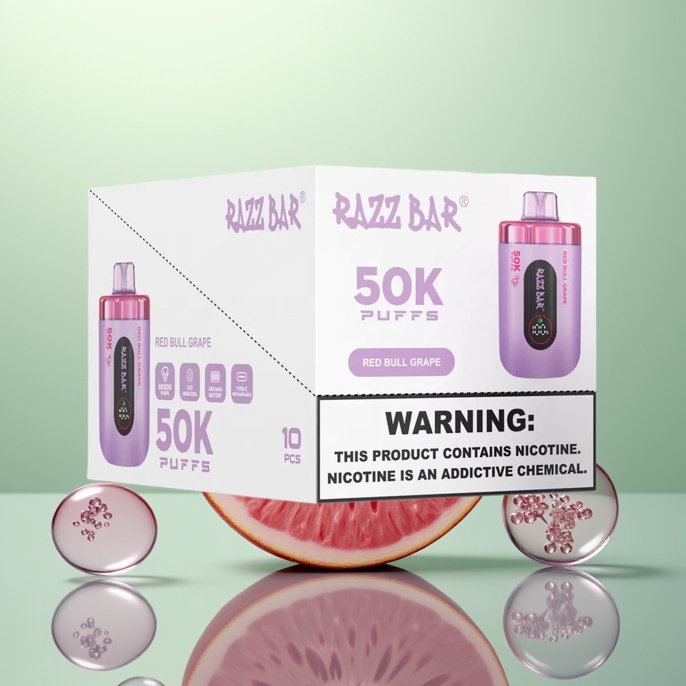 Razz Bar 50K Taureau Rouge Raisin Rechargeable 2% Nicotine