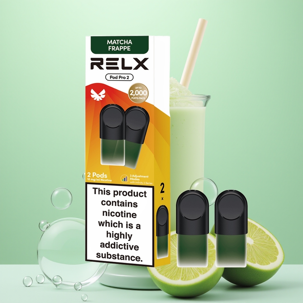 Relx Pod Pro 2 Vape Device Frappé Thé Matcha-Tea Pro Pod 1.9ml 3 Modes