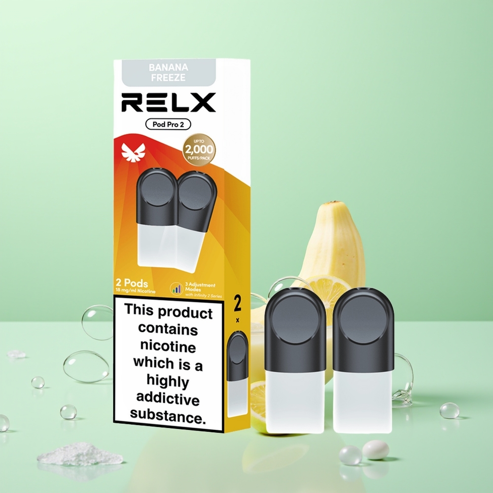 Relx Pod Pro 2 Vape Device Glacé Banane Délice - 1,9ml / 3 Pods / 3 Modes
