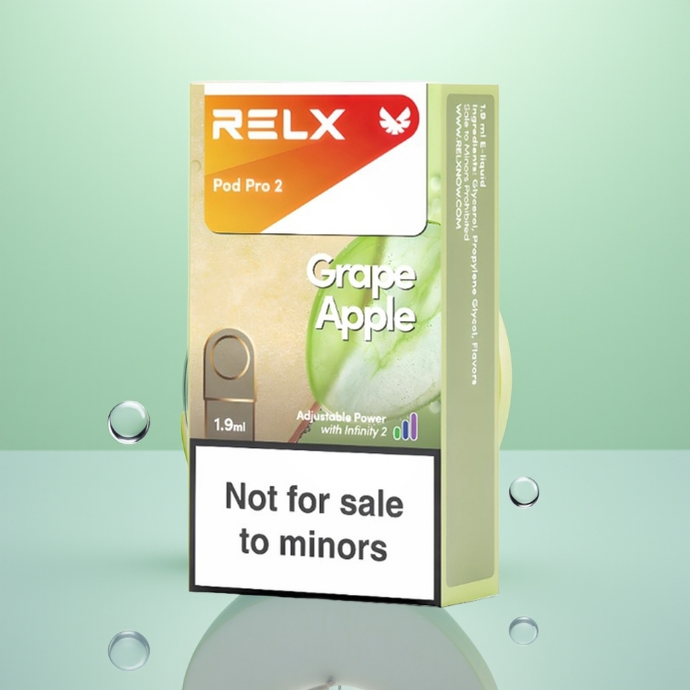 Relx Pod Pro 2 Vape Device Pomme Raisin Capacité 1.9ml Mode Éco Smooth Boost