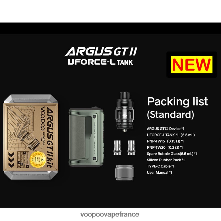 VOOPOO ARGUS GT II kit de réservoir graphite - VOOPOO cigarette électronique 4BXRH1